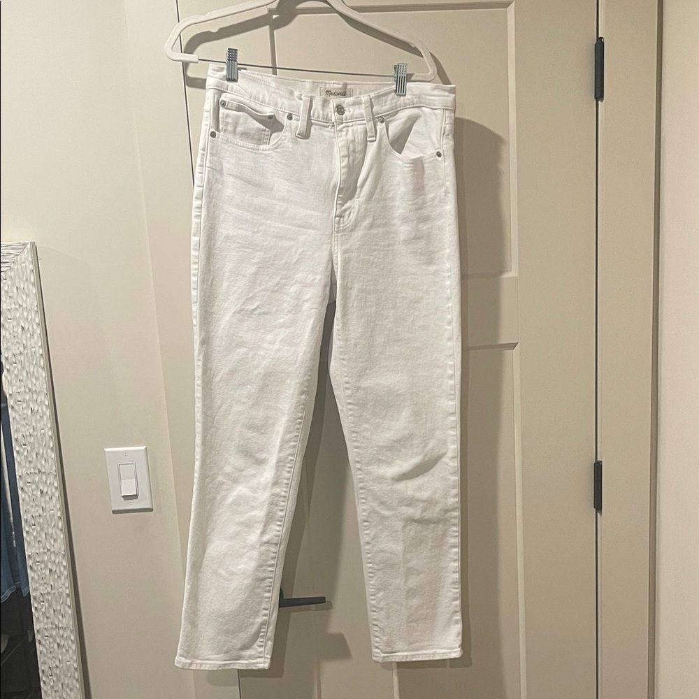 Madewell High Rise Slim Boy Jean in white
